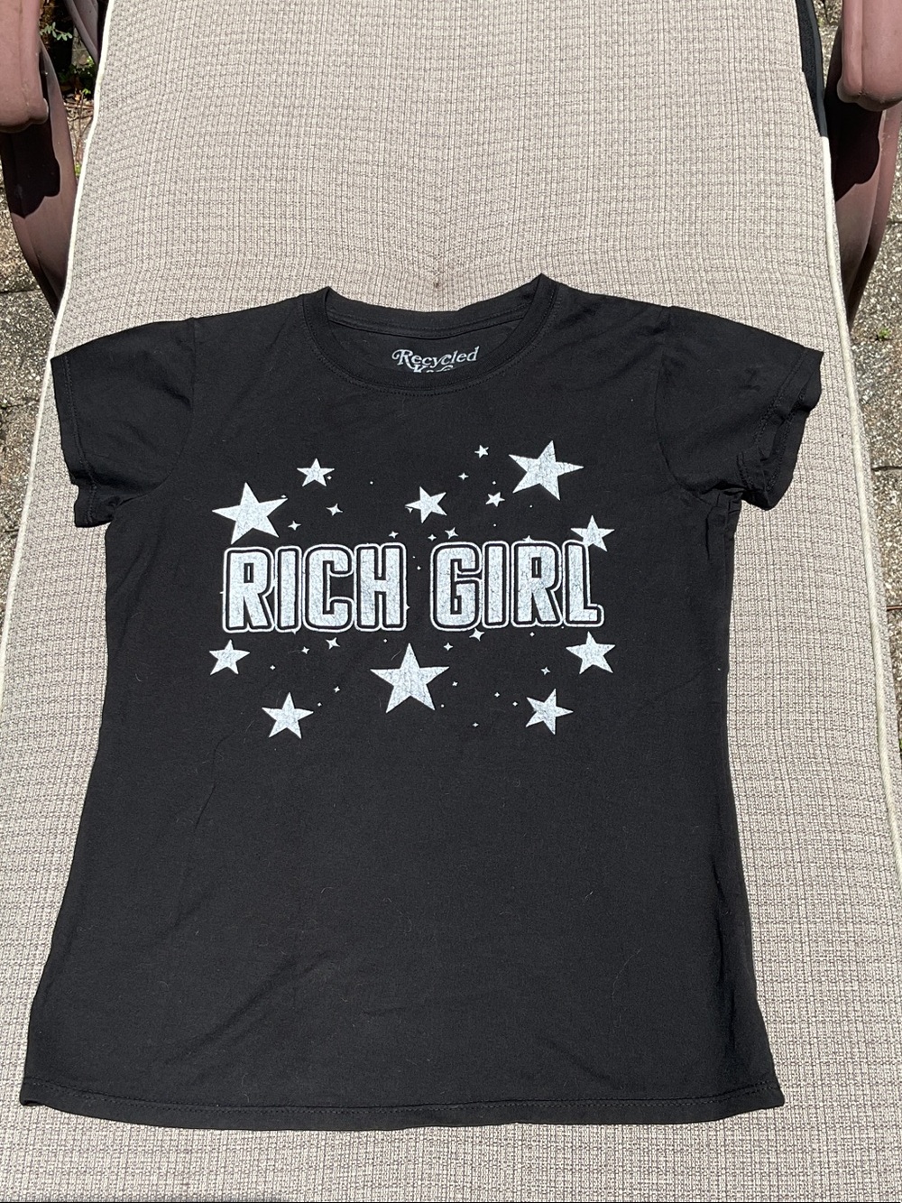 Recycled Karma Black Graphic Tee with Silver Print